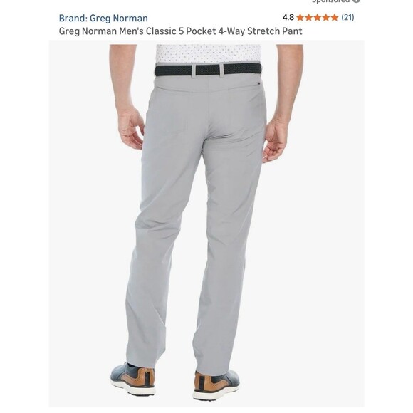 NEW NWT Greg Norman Ultimate 5 Pocket Men's 40 X 30 Stretch Golf Pants Gray - Picture 3 of 5